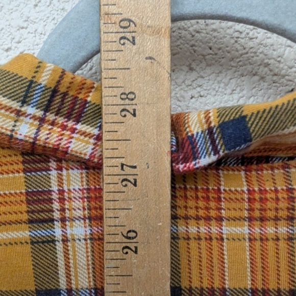Bobbie Brooks 1X plus flannel look button down shirt in mustard - Picture 9 of 9